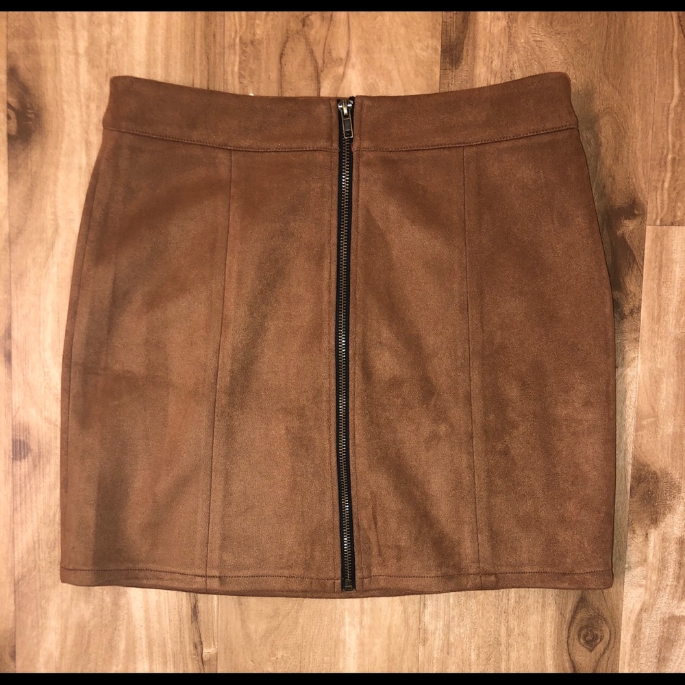 Stretch Faux Suede Skirt Tan/Camel (M/L)